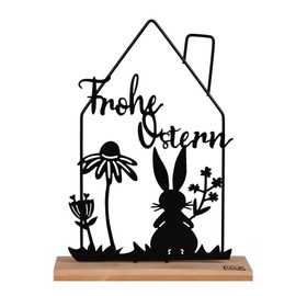 UNUS Stand Easter Decoration Made of Bamboo and Metal, Filigree Spring Decoration with Rabbit and Flowers, Stylish Easter Decoration for Home