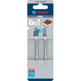 Bosch 2 x Pro Hardwood Clean T101AOF Jigsaw Blades for Curve Cuts (for Hardwood, Multiplex Plate, Length 83 mm, Professional Accessories Jigsaw)