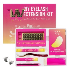 W DIY Eyelash Extension Kit Cluster Lashes Kit with 72 Pieces D Curl Cluster Lashes Wispy Eyelash Bond and Seal Lashes Remover and Eyelash Applicator for Beginners DIY at Home (ST Kit-D-10-16 mm)