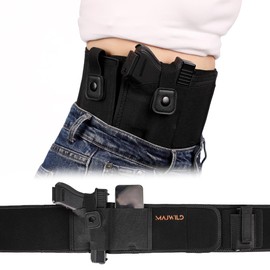 Belly Band Holster for Concealed Carry - Gun Holster for Women Men Fits Glock 17-43, S&W, Ruger, Shield, with Breathable Elastic Neoprene(Right Draw, up to 39” Belly)