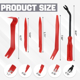wuyaoyao 5PCS Auto Trim Removal Tool kit, No Scratch Plastic Pry Tool Set, Auto Clip Fastener Remover Pry Tool Set, Fastener Removal Interior Trim Tools for Door Dash Dashboard Panel (Red)