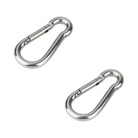 Leliafleury 2Pcs Spring Snap Hooks M8 Stainless Steel Carabiner Clip Spring Key Clips for Keychains DIY Accessories, Silver