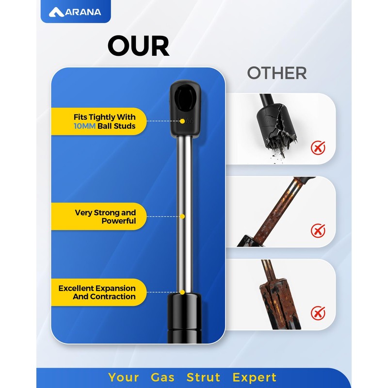 ARANA Gas Struts 10 inch 45lb/200N, 10" Truck Tool Box