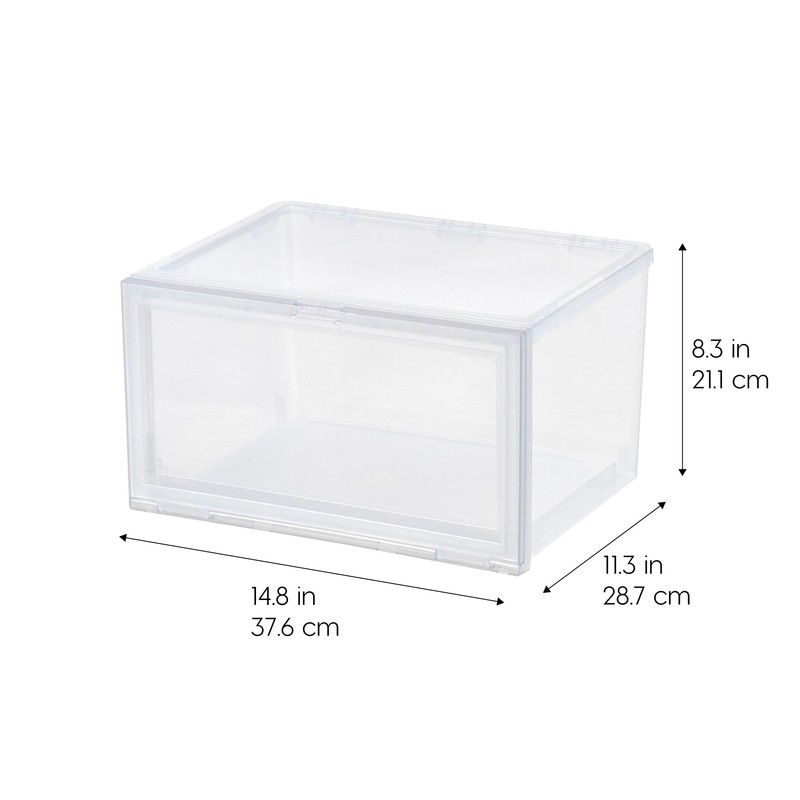 IRIS USA Stackable Shoe Display Box with Flip Up Door,