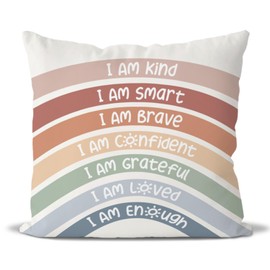 QIYUHOY Classroom Reading Corner Rainbow Decor Throw Pillow Covers, Book Center Calming Corner Home Bedroom Playroom Decor Pillow Case, 24x24 Inch Pillowcase(red)