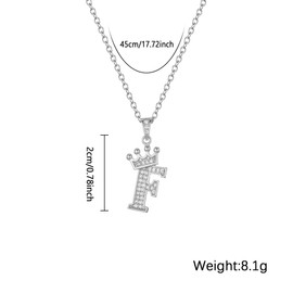 Hcvone Initial Silver Necklace Charm Choker Jewellery Birthday Christmas Letter A Dainty Crown Crystal Pendant Alphabet Necklaces For Girls Teen Women (F)