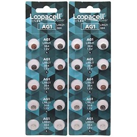 LOOPACELL (20) AG1 Watch Batteries - SR621, SR621SW, 364, 164