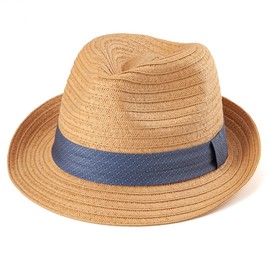 LADYBRO Breathable Short Brim Straw Trilby Khaki Hat for Men Summer Travel Beach L/XL, 7 1/2
