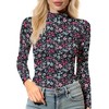 Womens Mock Turtleneck Under Tops(Black Floral,L)