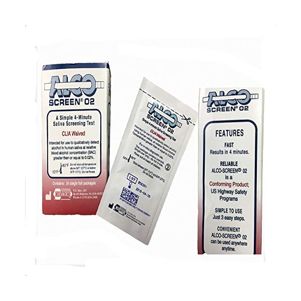 Chematics AlcoScreen02 DOT Conforming Alcohol Test (Pack of 10 Tests)