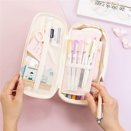 Zipper Pencil Case Pen Bag Organizer School Office Cosmetic Stationery Storage- Spacious 22x11x6.5cm Multi-Compartment Stationery Organizer