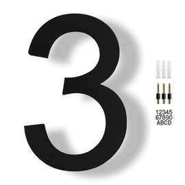JILANLO 8" Large Floating House Numbers,Balck Acrylic Anti-Rust House Numbers,Modern House Address Street Numbers Garden Door Mailbox Decor Number with Matching Screw,Number 3