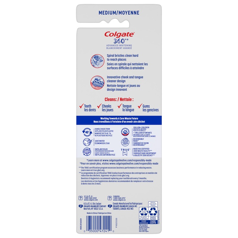 Colgate 360 Advanced Optic White, 4pk, Medium