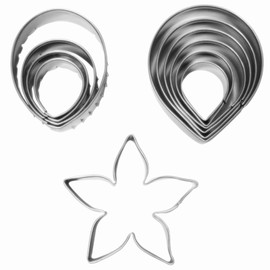 Rose Petal Fondant Cutters Set of 11 pcs, Stainless Steel Rose Flower Shaped Cookie Cutters Pastry Biscuit Baking Clay DIY Molds (Rose Petals + Leaf + Calyx)