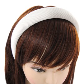 axy Wide Headband with Fabric Padded Cord – Beautiful Women's Headband Hair Accessories Headband HRK5A (White)