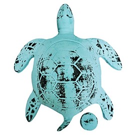 Nautical Tropical Turtle Shaped Iron Door Knocker Distressed Blue