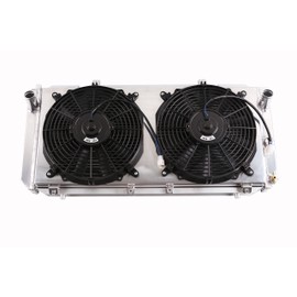 2 Rows Alloy Aluminum Radiator+Fan+Shroud For 1990-1995 Toyota MR2 SW20 W20 3 SGTE L4 2.0L Compatible Replacment.