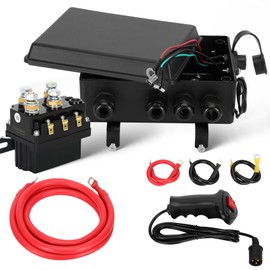 12V 500A Winch Solenoid Relay, Winch Solenoid Relay Contactor Box with Hand Corded and 4pcs Pre-Wires, 12v 500a Winch Solenoid Contactor Relay for 8000lb-17000lb ATV UTV Truck Jeep Winches