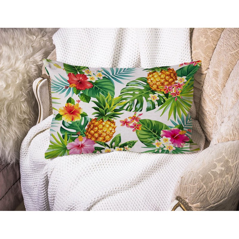 BGBDEIA Leaf Cushion Cover 12x20 Inch Hawaiian Pineapples Tropical Palm