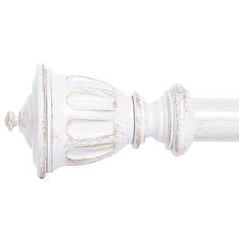 NICETOWN Antique White Curtain Rods for Window 48 to 86 inch, Decorative 1 1/8 inch Diameter Single Strong Curtain Rod with Trophy Design for Farmhouse/Living Room