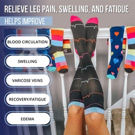 SB SOX 3-Pair Compression Socks (15-20mmHg) for Men & Women – Best Socks for All Day Wear! (L/XL, 04 – Solid White)