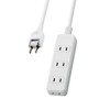Elecom T-S02N-2420WH Power Strip, 4 Outlets, 6.6 ft (2 m),