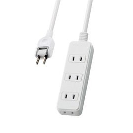 Elecom T-S02N-2420WH Power Strip, 4 Outlets, 6.6 ft (2 m), White