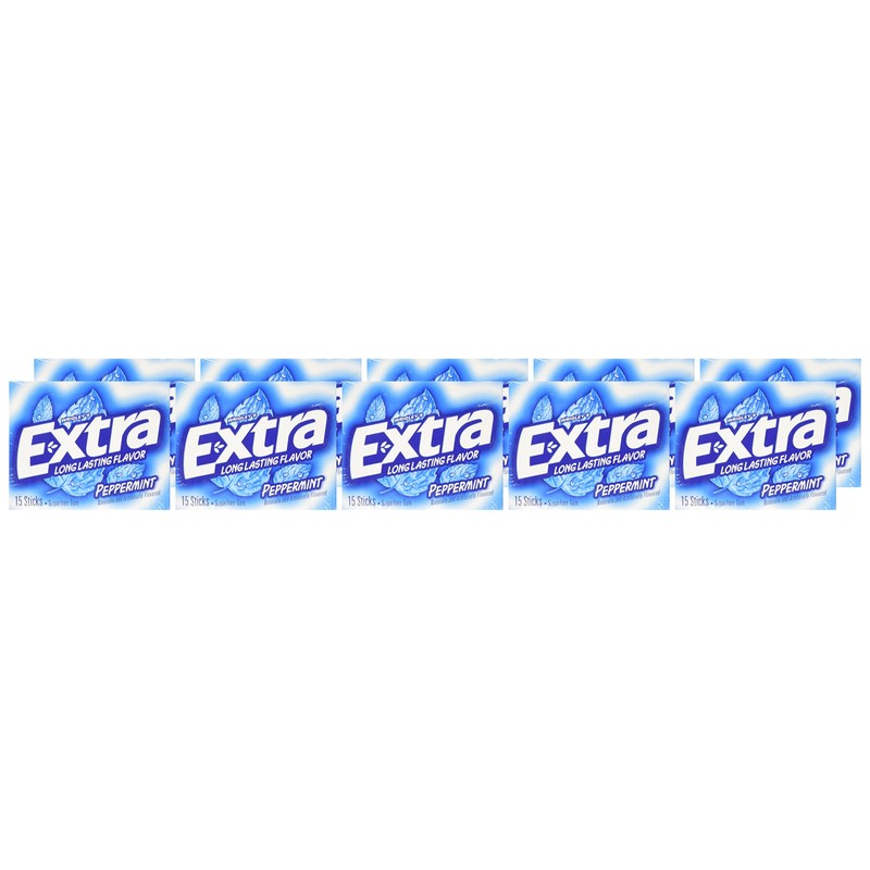 Wrigley's Extra Gum Peppermint (Pack of 10), Assorted