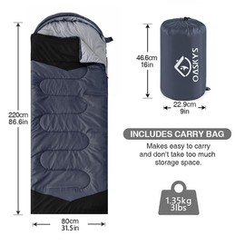 oaskys Camping Sleeping Bag - 3 Season Warm & Cool Weather - Summer Spring Fall Lightweight Waterproof for Adults Kids - Camping Gear Equipment, Traveling, and Outdoors