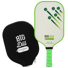 Big Dill Pickleball Flight Pro XL Fiberglass Elongated Professional Pickleball Paddle | USA Pickleball Approved Rough Fiberglass | Lightweight Pickle Ball Paddles for Women, Men, Advanced Racket
