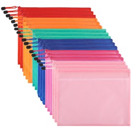 A4 Plastic Zip Folders Double Waterproof Zip Lock Document Wallet Holder Travel Storage Pouch for Office Supplies and Travel Accessories (18 PCS - 6 Colours)