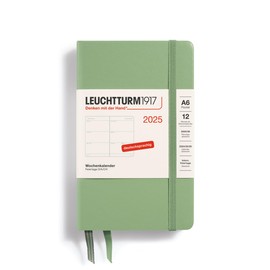 LEUCHTTURM1917 370553 Weekly Planner 2025, Pocket A6 Hardcover - 12-Month Planner, 80 g, Lined - Sage