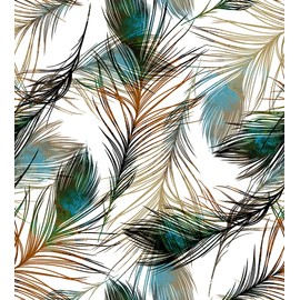 YIFU LIFE F16893 Matte Feather Peel and Stick Wallpaper Rolls,17.7" x 9.8ft Green/Brown/White Removable Vinyl Self Adhesive Contact Paper Furniture Decor Stickers for Home Use