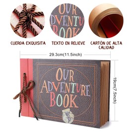 Album de Fotos, Scrapbook Hecho a Mano, Our Adventure Book de Bricolaje Expandible 80 Páginas, Nuestro Libro de Aventuras Up con Kit de Accesorios para Parejas Aniversario Novios Mujer/Hombre Regalo