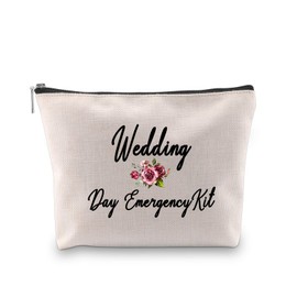 PXTIDY Bride Wedding Day Emergency Kit Survival Kit Bride Makeup Bag Bridal Shower Gift Wedding Makeup Bag Bride to Be Gifts (beige)