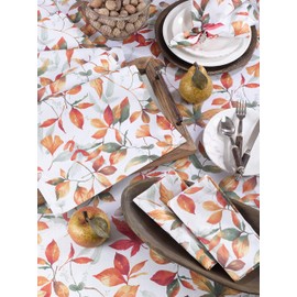 SARO LIFESTYLE Feuilles Collection Soft-Toned Polyester Tablecloth With Fall Leaves Design, 70" x 120", Multi