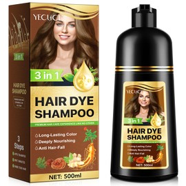 Hair Dye Shampoo for Natural 500 ml, Long Lasting Hair Colour Result without Mess, Easy, Quick Hair Dyeing for Home, Ideal for Grey Hair and Dark Brown Tones (Deep Brown)