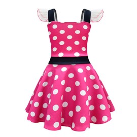 Lito Angels Minnie Mouse Fancy Dress Up Costume with Headband Birthday Party Outfits Kids Girls Age 6-7 Years, A - Hot Pink