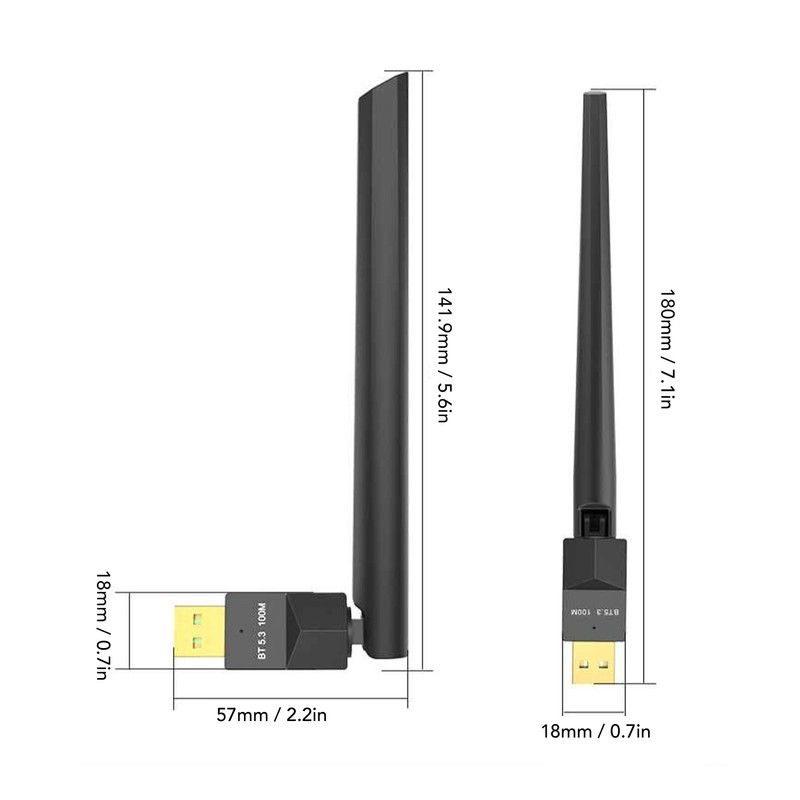 USB BT 5.3 Adapter 100 Meters Long Range Wireless BT