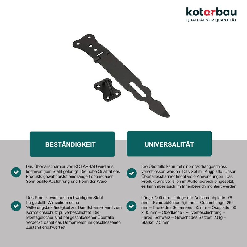 KOTARBAU® Hasp 200mm Security Hasp Powder Coating Device Padlock Steel