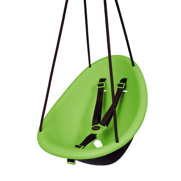Swurfer Kiwi Toddler Swing – Comfy Baby Swing Outdoor, 3-Point Adjustable Safety Harness, Safe Quick Click Locking System, Foam-Lined Shell, Blister-Free Rope, Age 9 Months and Up, Green