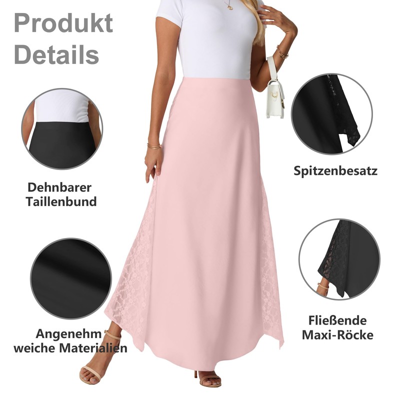 GRECERELLE Summer Maxi Skirt Women's Satin Long High Waist Silk