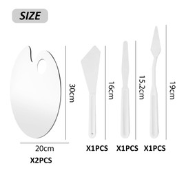 2 Paint Palettes with 3 Palette Scrapers, Oval Painting Palette, Art Palette, Acrylic Palette, Paint Palette, Transparent Palette