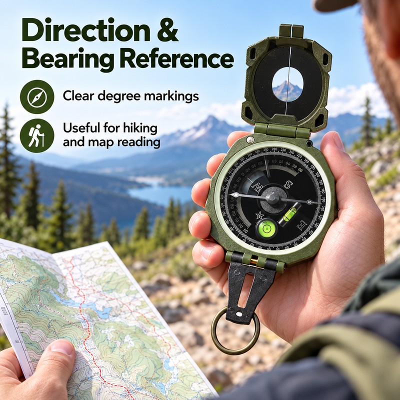 Geological Compass for Hiking and Camping – Folding Sighting Design