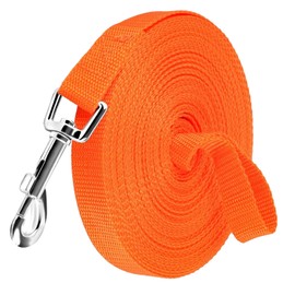EOPUOZS Recall Lead 10 m for Dogs, Training Lead for Small to Large Dogs, Long Dog Lead for Training and Outdoor, Robust Lightweight Nylon Dog Lead with Hand Loop and D-Carabiner (Orange)