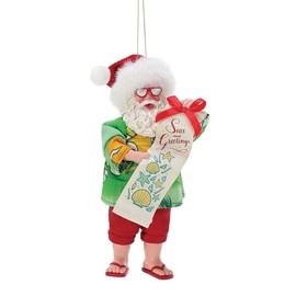 Department 56 Possible Dreams Santa Seas and Greetings Banner Hanging Ornament, 6 Inch, Multicolor