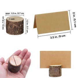 Place Card Holders, 10 Pcs Rustic Real Wood with Wooden Table Card Holder, Used for Wedding Party, Office Home Decoration
