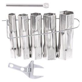 Tanstic 7Pcs Shower Valve Socket Wrench Set, 5 Sizes Dual-Ended Wrench Socket Plumbers, Bar Handle, 6-68mm Aluminum Alloy Short Handle Spanner for Bathroom