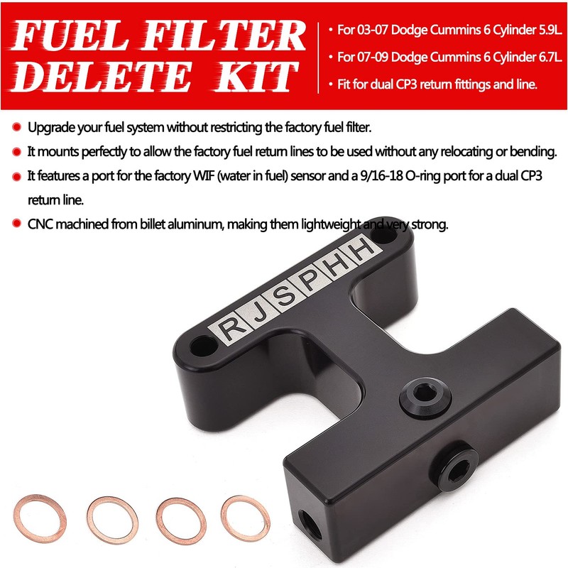 RJSPHH Fuel Filter Delete Fuel Filter Bypass Kit Compatible with