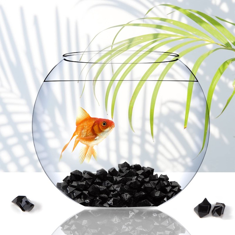 DomeStar Black Fake Ice Rocks, 150PCS Black Acrylic Crushed Ice